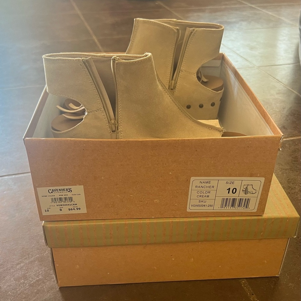 Cream Booties/Wedge